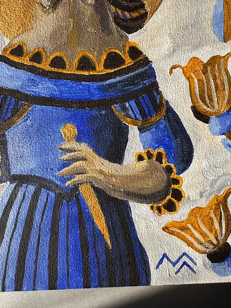 Зображення "Царися" від Марта Лешак, розмір: 20x25, матеріали: акрил, полотно, медіум: Живопис, місто: Львів, серія: Святі Рисі, ціна: $150 Фото 3 з 4.