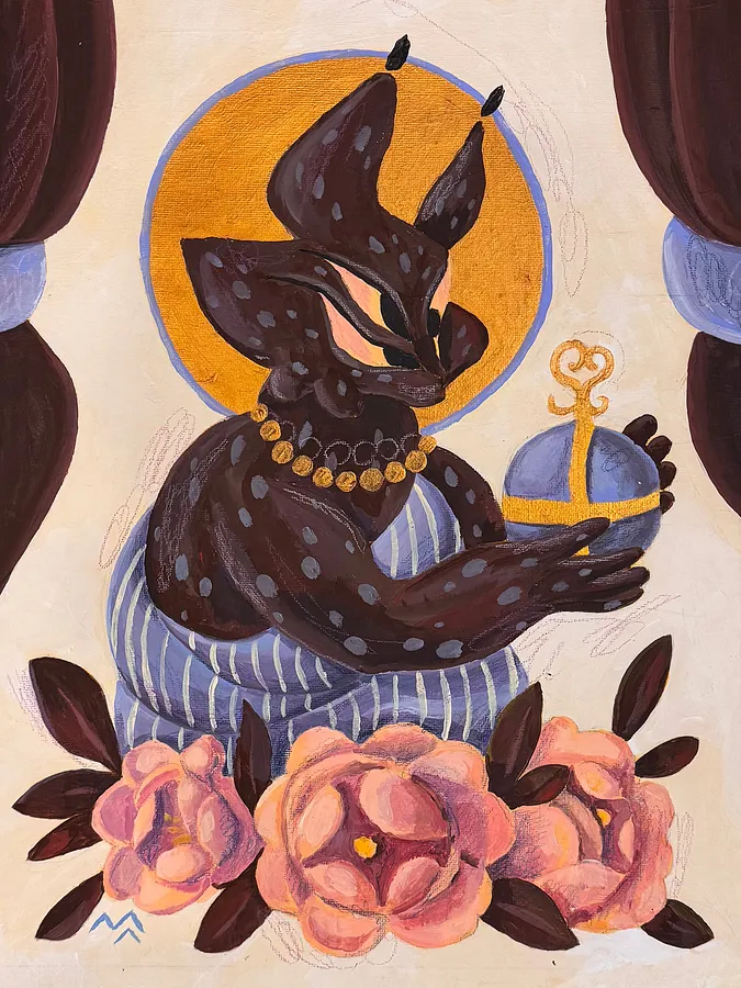 Зображення "пРисьвячення" від Марта Лешак, розмір: 30x40, матеріали: акрил, полотно, медіум: Живопис, місто: Львів, серія: Святі Рисі, ціна: $350 Фото 1 з 2.