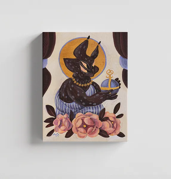 Зображення "пРисьвячення" від Марта Лешак, розмір: 30x40, матеріали: акрил, полотно, медіум: Живопис, місто: Львів, серія: Святі Рисі, ціна: $350 Фото 2 з 2.