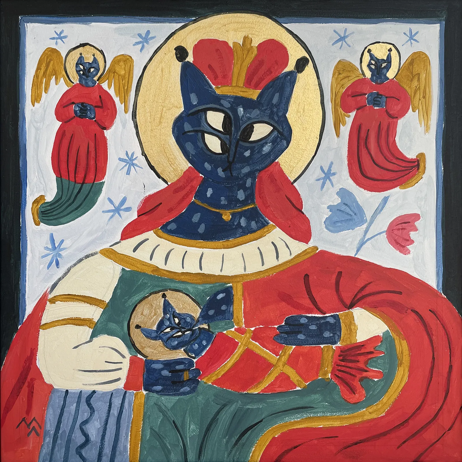 Зображення "рись-покормись" від Марта Лешак, розмір: 40x40cm, матеріали: акрил,пастель, кольорові олівці, картон, медіум: Живопис, місто: львів, ціна: $630 Фото 1 з 3.
