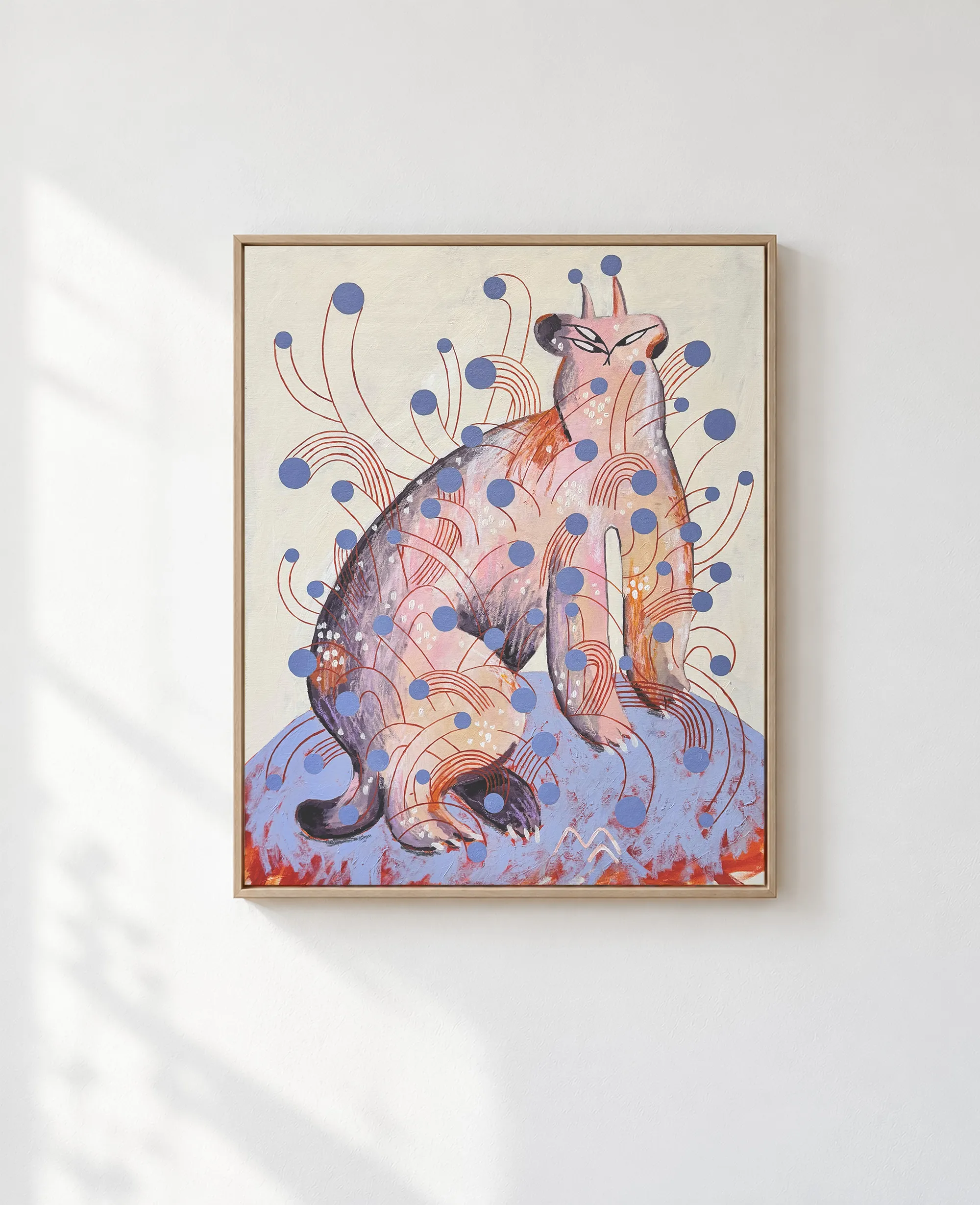 Зображення "рись у дедлайнах" від Марта Лешак, розмір: 65x80cm, матеріали: акрил, пастель, кольорові олівці, полотно, медіум: Живопис, місто: Львів, серія: Мої друзі, що бачать у темряві, ціна: ₴450 Фото 1 з 8.