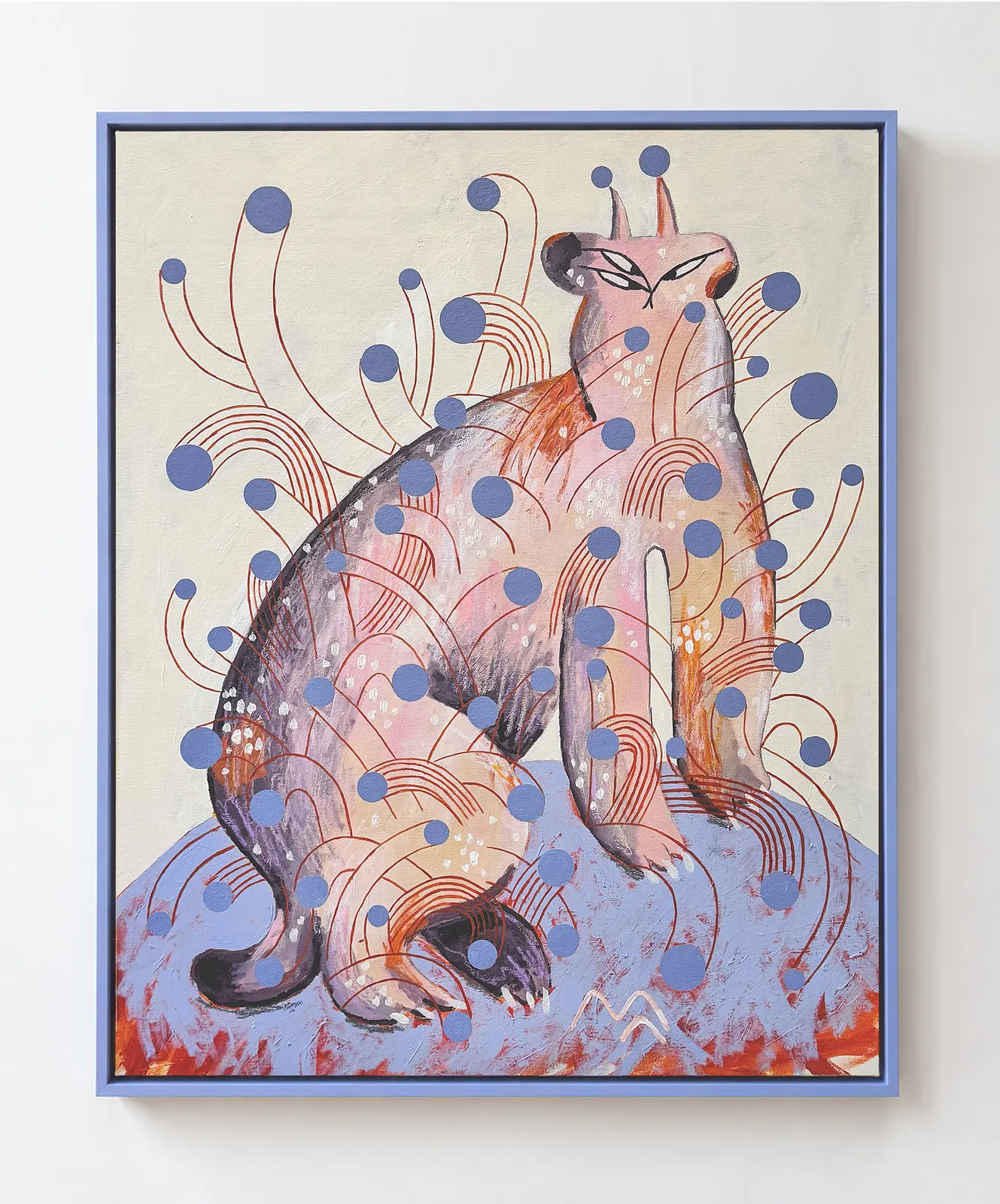 Зображення "рись у дедлайнах" від Марта Лешак, розмір: 65x80cm, матеріали: акрил, пастель, кольорові олівці, полотно, медіум: Живопис, місто: Львів, серія: Мої друзі, що бачать у темряві, ціна: ₴450 Фото 2 з 8.