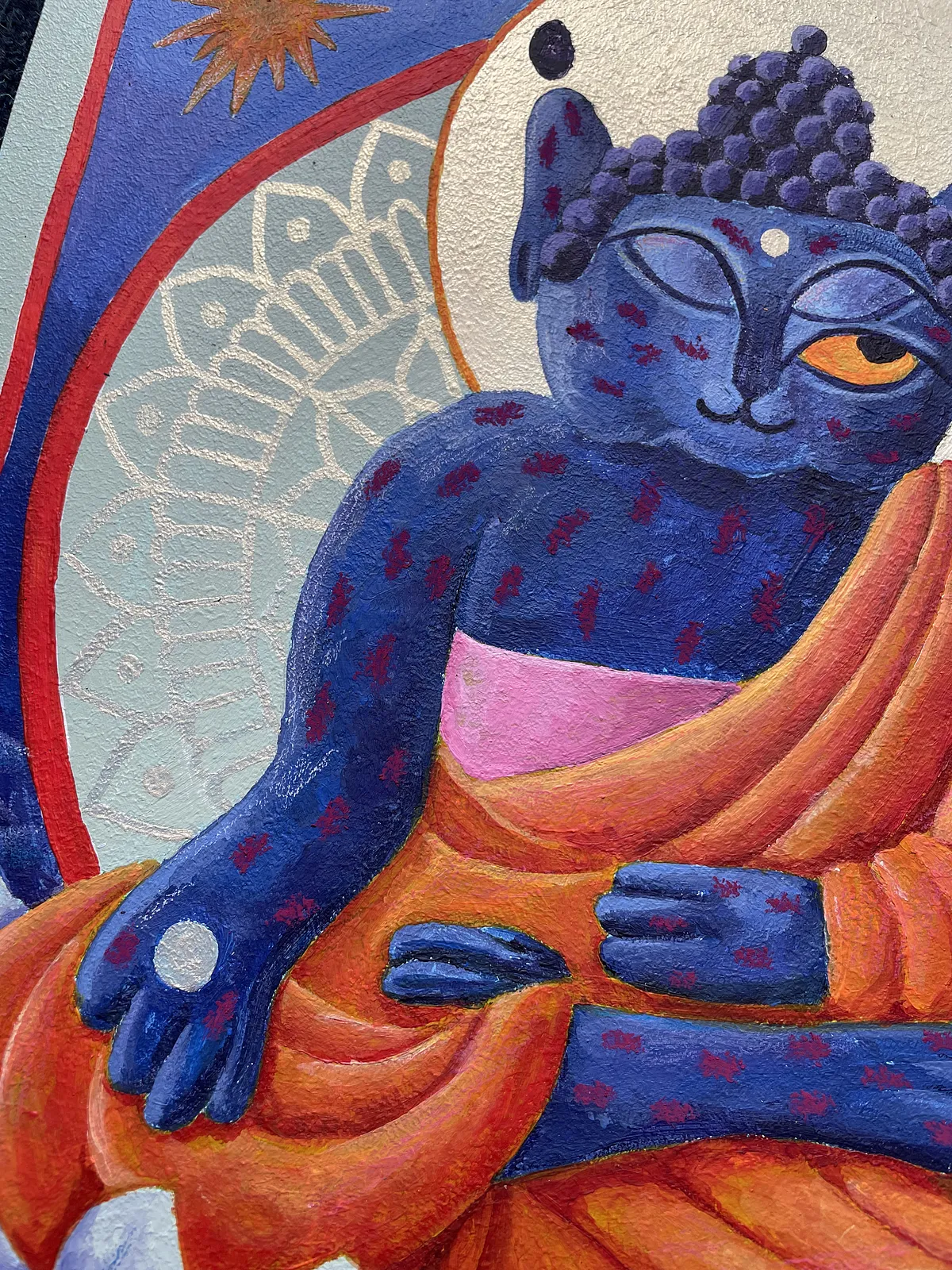 Зображення "рись буддись" від Марта Лешак, розмір: 30x30, матеріали: акрил, картон, медіум: Живопис, місто: львів, серія: Святі Рисі, ціна: $200 Фото 2 з 5.