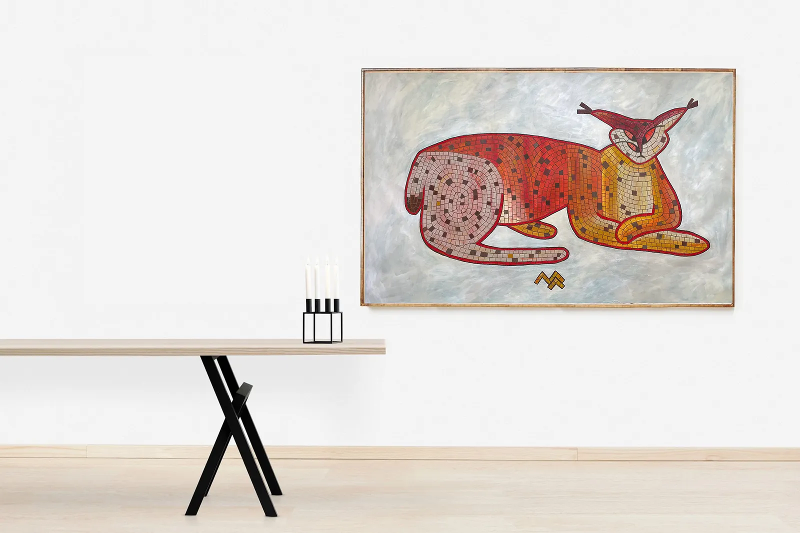 Зображення "мозайкова рись №2" від Марта Лешак, розмір: 145x90cm, матеріали: акрил, пастель, полотно, медіум: Живопис, місто: львів, ціна: $700 Фото 4 з 5.
