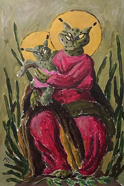 Image of Green holidays by Martа Leshak, size: 45x70, made of Acrylic, canvas, Paintings medium, part of the Holy Roots series, priced at $300 Photo 6 of 9.