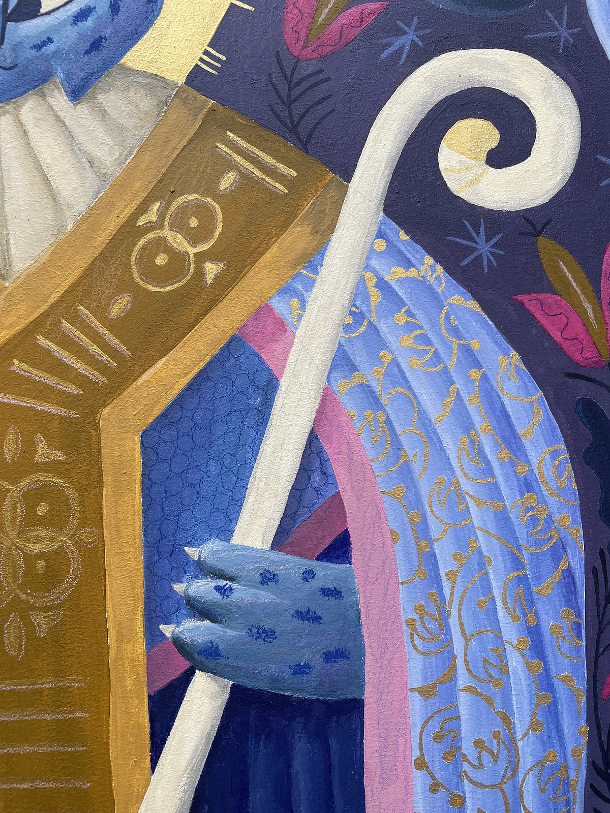 Зображення "рисячий Миколий" від Марта Лешак, розмір: 65x65, матеріали: акрил, картон, медіум: Живопис, місто: львів, серія: Святі Рисі, ціна: $320 Фото 5 з 7.