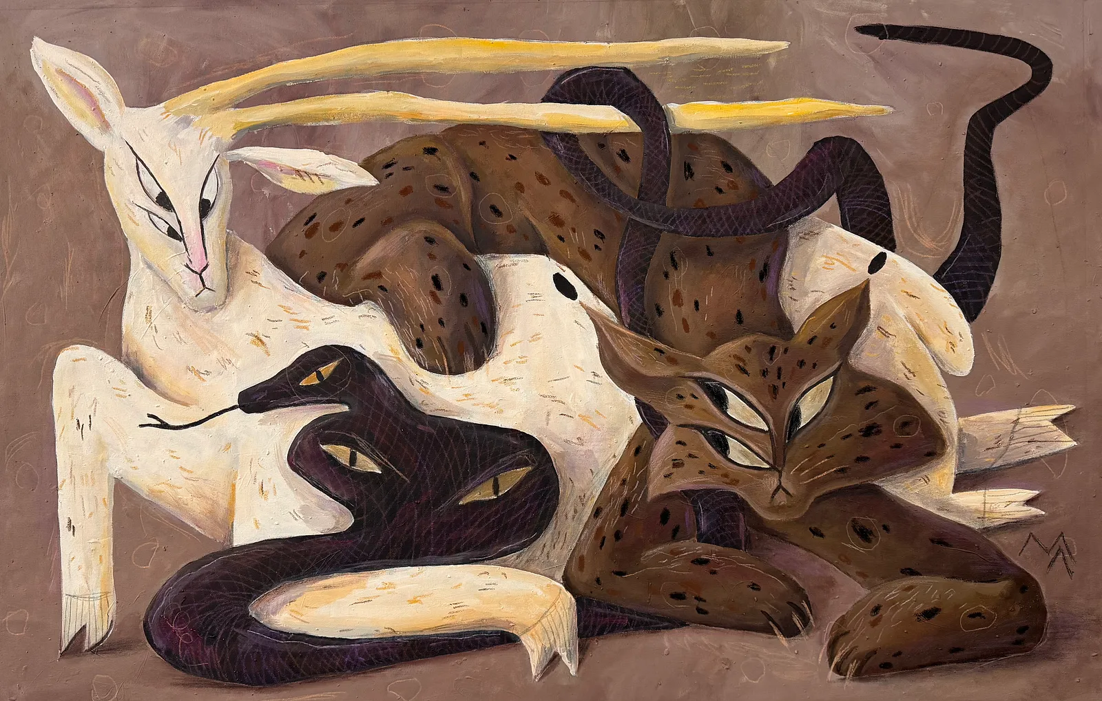 Зображення ""автопортрет"" від Марта Лешак, розмір: 90x140cm, матеріали: акрил, пастель, кольорові олівці, полотно, медіум: Живопис, місто: Львів Фото 1 з 6.