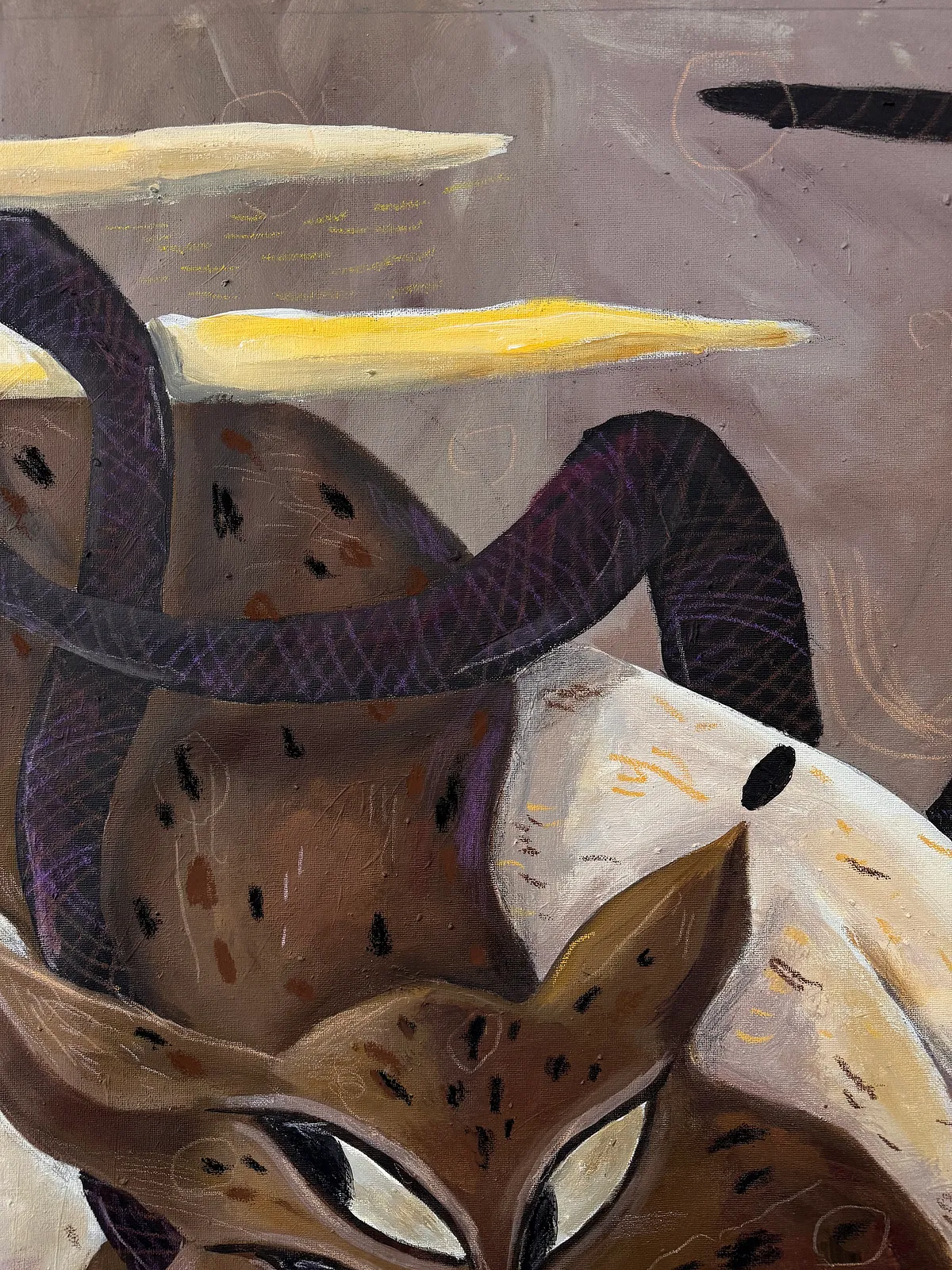Зображення ""автопортрет"" від Марта Лешак, розмір: 90x140cm, матеріали: акрил, пастель, кольорові олівці, полотно, медіум: Живопис, місто: Львів Фото 3 з 6.