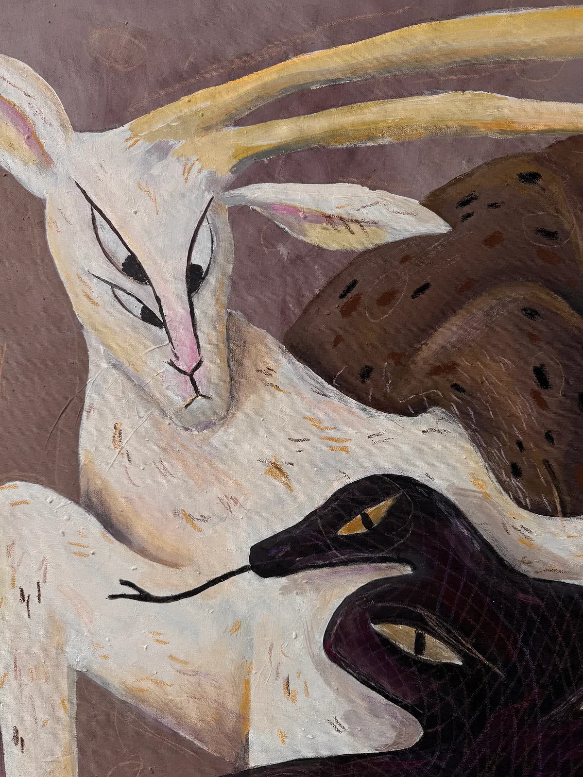 Зображення ""автопортрет"" від Марта Лешак, розмір: 90x140cm, матеріали: акрил, пастель, кольорові олівці, полотно, медіум: Живопис, місто: Львів Фото 4 з 6.