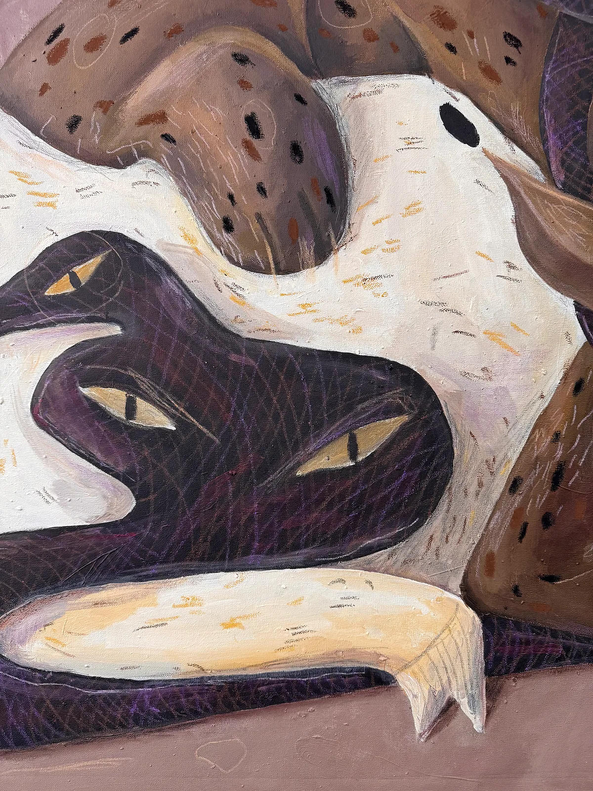 Зображення ""автопортрет"" від Марта Лешак, розмір: 90x140cm, матеріали: акрил, пастель, кольорові олівці, полотно, медіум: Живопис, місто: Львів Фото 6 з 6.