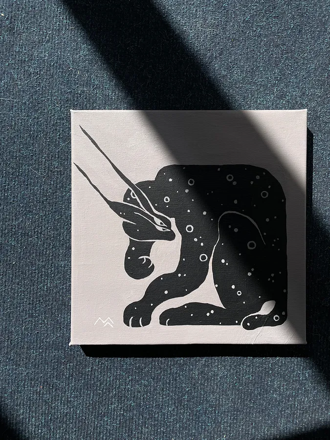 Зображення "Рись-згорнись" від Марта Лешак, розмір: 25x25cm, матеріали: акрил, полотно, медіум: Живопис, ціна: ₴3000 Фото 1 з 2.