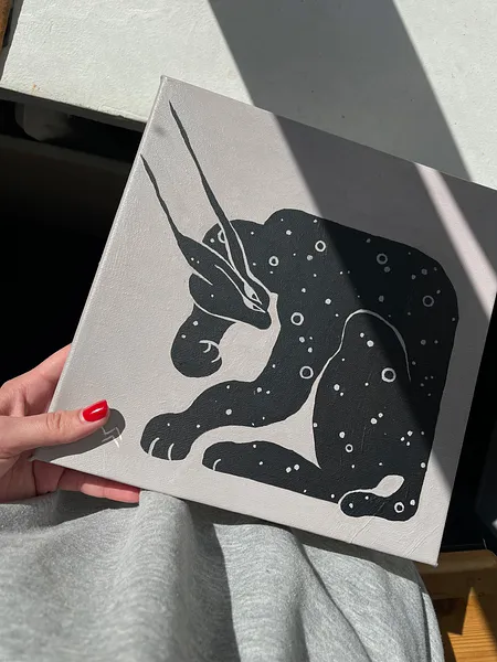 Зображення "Рись-згорнись" від Марта Лешак, розмір: 25x25cm, матеріали: акрил, полотно, медіум: Живопис, ціна: ₴3000 Фото 2 з 2.