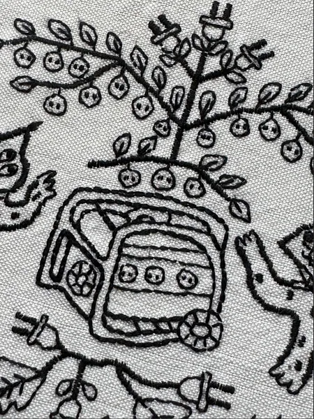 Зображення "Символи добробуту" від Марта Лешак, розмір: 25x25, матеріали: полотно, нитки, медіум: Живопис, ціна: $230 Фото 2 з 5.