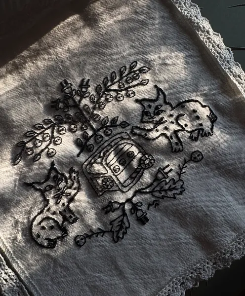 Зображення "Символи добробуту" від Марта Лешак, розмір: 25x25, матеріали: полотно, нитки, медіум: Живопис, ціна: $230 Фото 5 з 5.