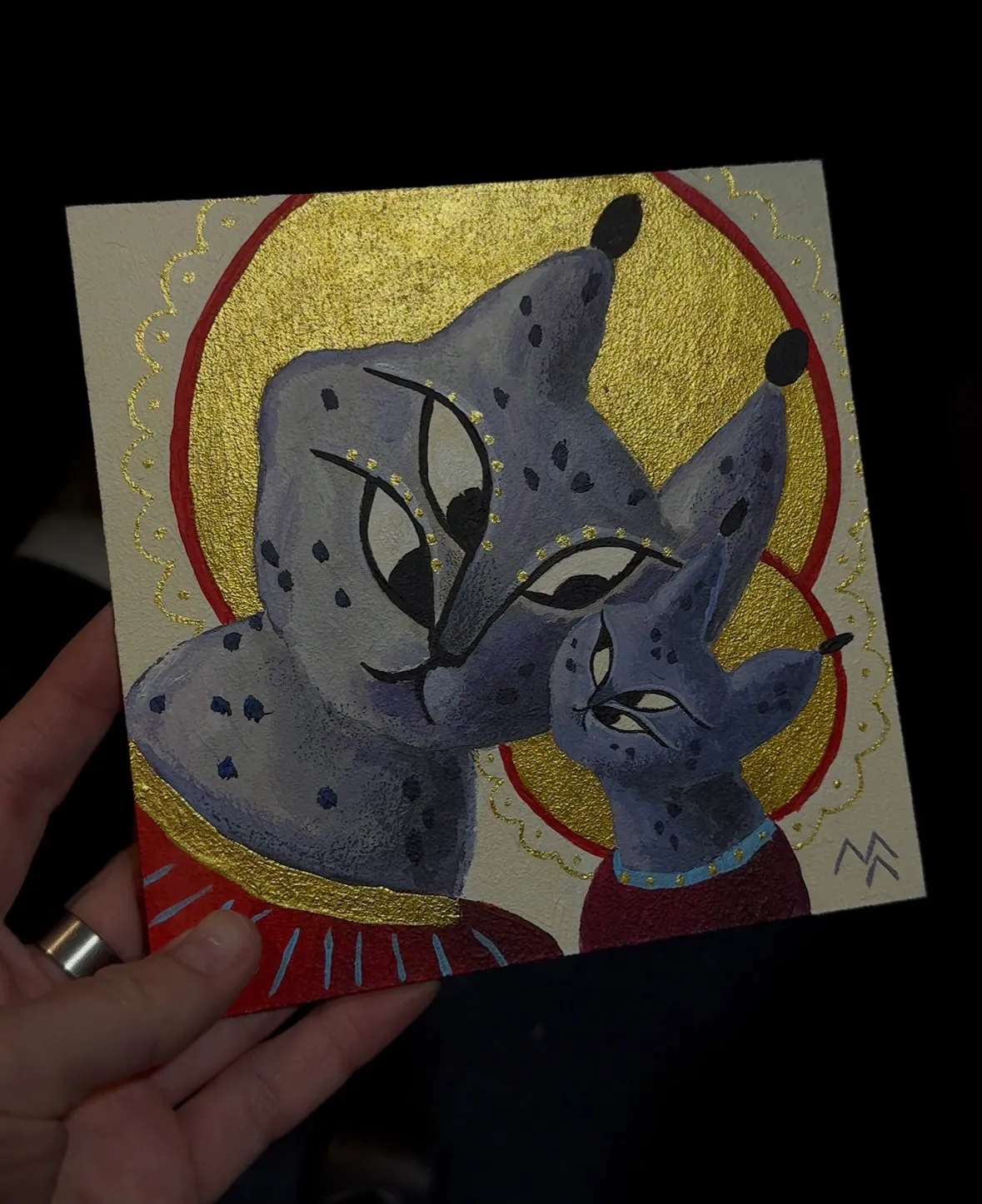 Зображення "Рисьдвяна ікона" від Марта Лешак, розмір: 15х15, матеріали: акрил, картон, медіум: Живопис, місто: Львів, серія: Святі Рисі, ціна: ₴3500 Фото 3 з 3.